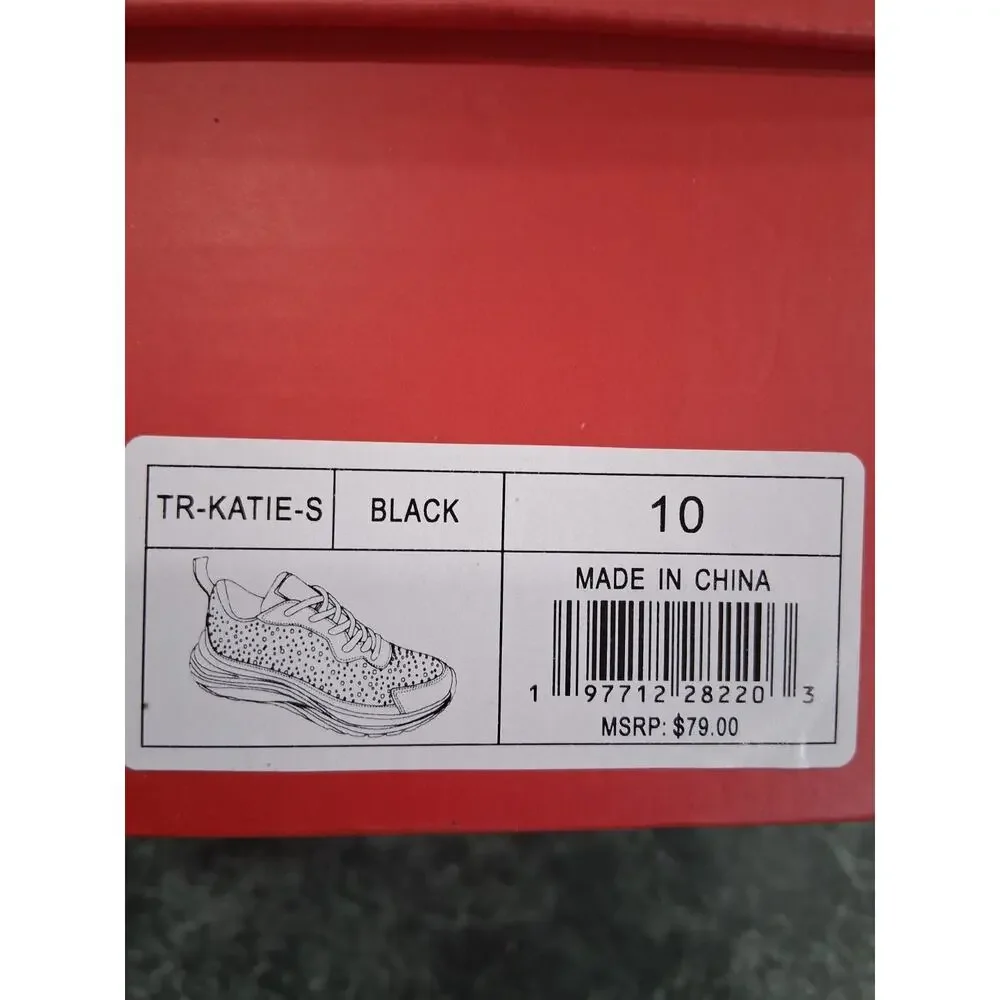 TRUE RELIGION NEW KATIE Black Bling Sparkle Women's Walking Sneaker Size 10 $79